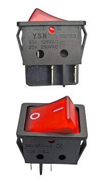 Переключатель KCD4-201/N 25A красный (355к-25А)