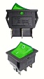 Переключатель KCD4-101/6PN зеленый (356з) 16A 250V 20A 125V