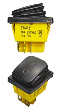 Переключатель KCD4-FLN 30A желтый 30А (370-1)